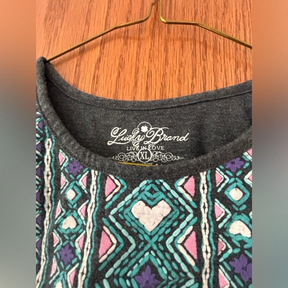 Girls Lucky brand grey tshirt with western style detail. - Picture 2 of 3